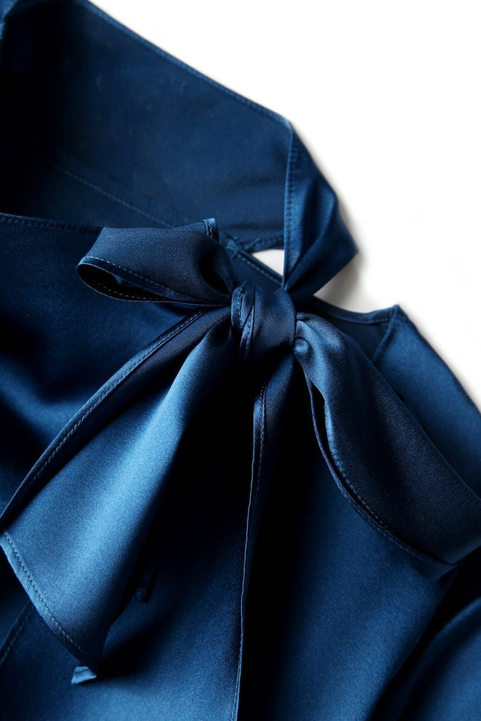 Side sash silk blouse in colors