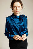 Side sash silk blouse in colors