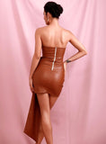 SILVIA bandeau mini dress in brown