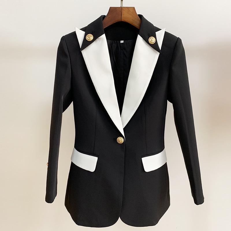 Primetime Looks-Single-breasted black and white blazer