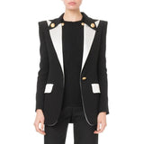 Primetime Looks-Single-breasted black and white blazer