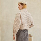 Single-breasted quilted jacket in beige