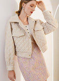 Single-breasted quilted jacket in beige