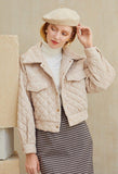 Single-breasted quilted jacket in beige