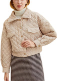 Single-breasted quilted jacket in beige
