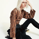 Snakeskin Print PU Leather Crop Jacket
