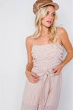 Primetime Looks-Spaghetti Strap Striped Jumpsuit