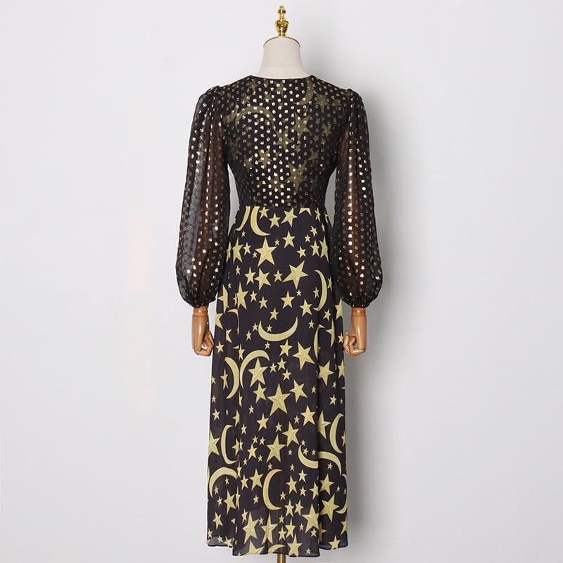 Starry Night Retro Midi Dress in colors