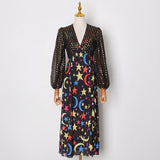 Starry Night Retro Midi Dress in colors
