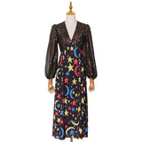 Starry Night Retro Midi Dress in colors