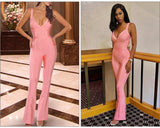 Primetime Looks-Strapped party jumpsuit in pink