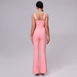 Primetime Looks-Strapped party jumpsuit in pink