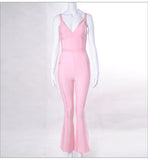 Primetime Looks-Strapped party jumpsuit in pink