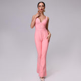 Primetime Looks-Strapped party jumpsuit in pink