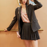 Primetime Looks-Striped blazer and pleated skirt set