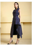 Primetime Looks-Striped pants suit with asymmetric jacket