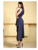 Primetime Looks-Striped pants suit with asymmetric jacket