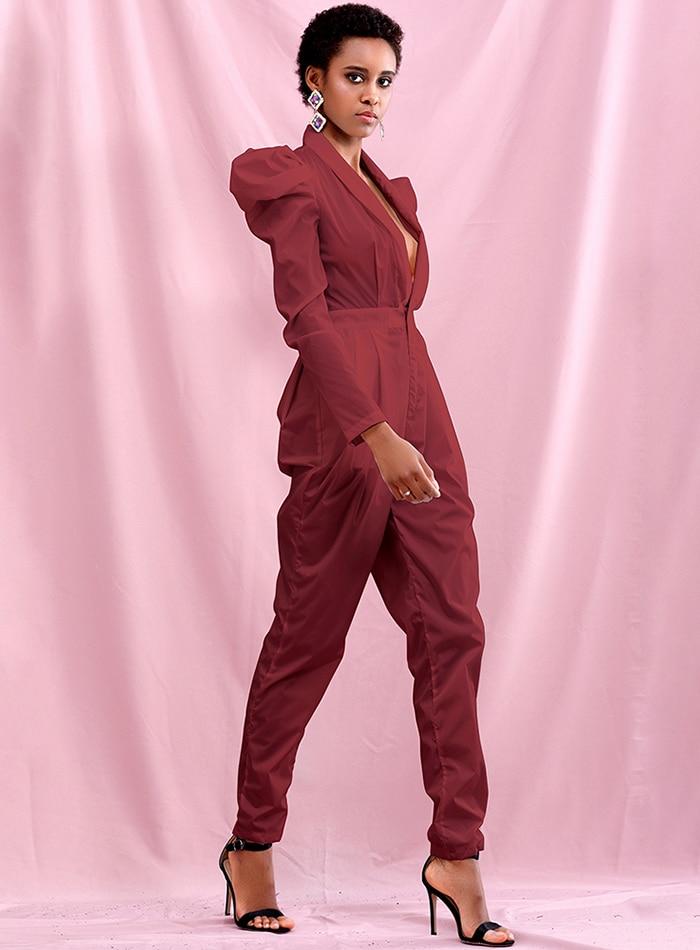 Primetime Looks-Sultry Ruched Jumpsuit