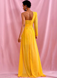 SUNNIE One shoulder Bowknot Sashes Gown