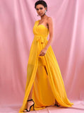 SUNNIE One shoulder Bowknot Sashes Gown