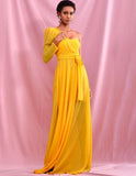 SUNNIE One shoulder Bowknot Sashes Gown