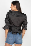 Surplice Short Sleeve Ruffle Top-top-Primetime-Looks