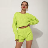 Primetime Looks-Sweater and shorts knitted set
