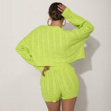 Primetime Looks-Sweater and shorts knitted set