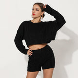 Primetime Looks-Sweater and shorts knitted set