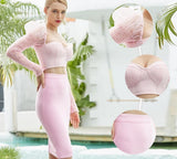Sweetheart top and midi skirt in pink