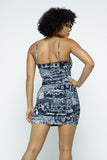 TARA Cartoon Print Ruched Mini Dress