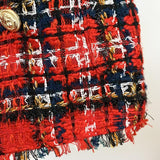 Tartan Plaid Mid-rise Tweed Shorts