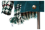 Tasseled Button Plaid Green Coat