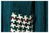 Tasseled Button Plaid Green Coat