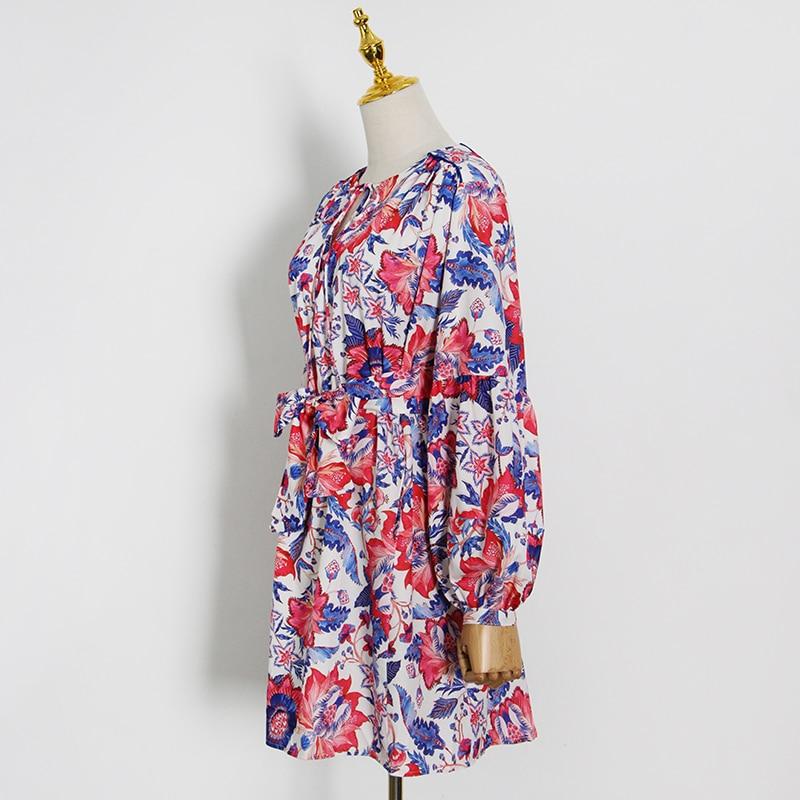 TERI Floral Print Belted Midi Dress
