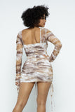 Tie Dyed Mini Dress in brown