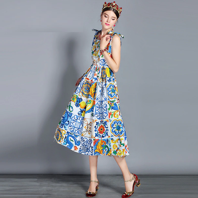 TRINITY Tile Print Midi Dress
