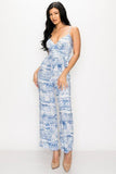 Primetime Looks-Tropical Leaf Print Tie Waist Jumpsuit