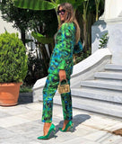 Tropical Print Blazer and Pant Set