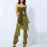 Tube Top and Tasseled Pant Set