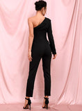 Primetime Looks-Tube Top Two Piece Single Sleeve Bodycon Jumpsuit
