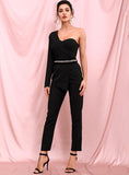 Primetime Looks-Tube Top Two Piece Single Sleeve Bodycon Jumpsuit