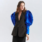 Primetime Looks-Tulip sleeves blazer in blue