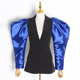 Primetime Looks-Tulip sleeves blazer in blue