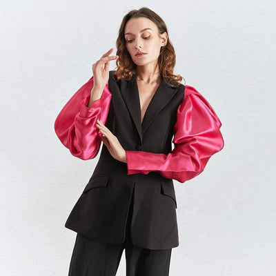 Primetime Looks-Tulip sleeves pink blazer