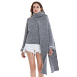 Turtleneck knitted pullover with scarf