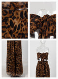 Primetime Looks-Two-Pieces Leopard Chiffon High Waist Set