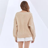 V-neck knitted loose pullover