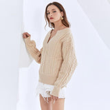 V-neck knitted loose pullover