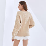 V-neck knitted loose pullover